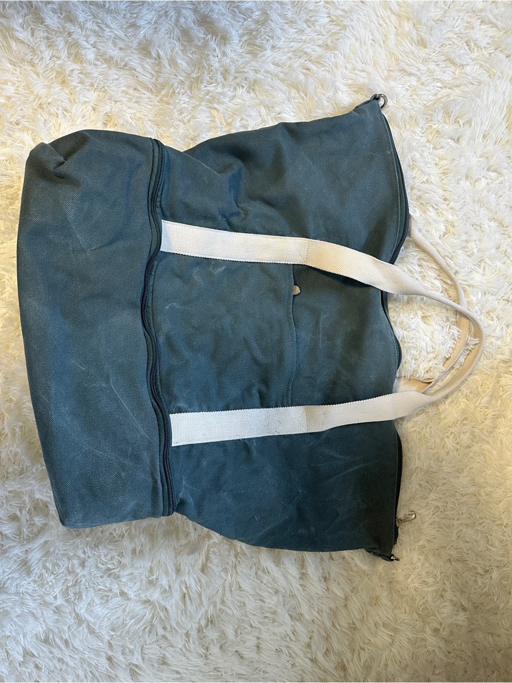 Canvas Tote Bag with White Straps - Teal